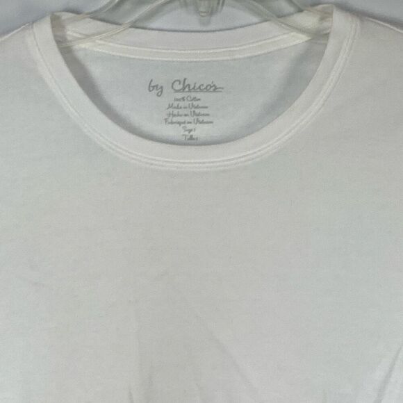 Chico’s Women’s Cotton Pullover Crew Neck LLong Sleeve T-Shirt White Size 1 - Picture 4 of 7